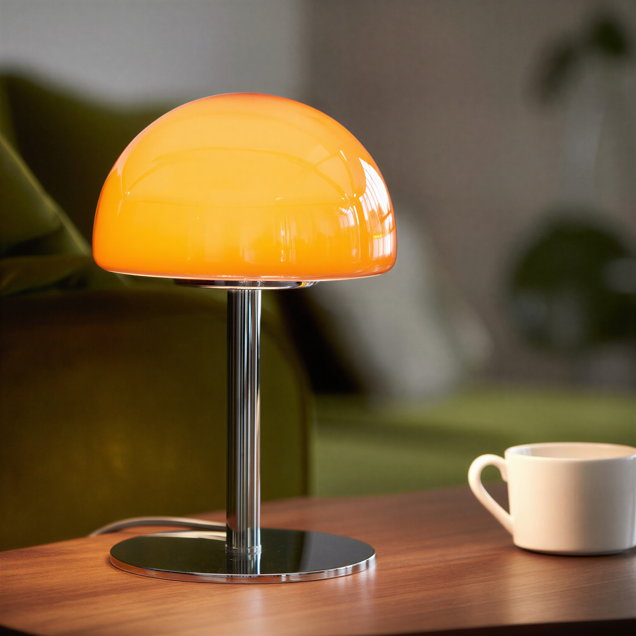 Bordslampa LED dimbar – Orange kupollampa i glas – 3 ljuslägen – 27 cm – Sänglampa
