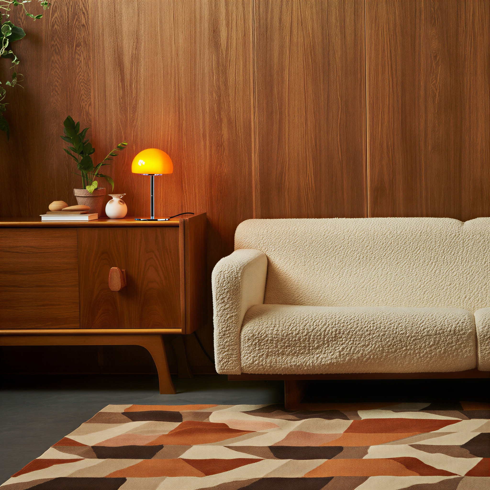 Bordslampa LED dimbar – Orange kupollampa i glas – 3 ljuslägen – 27 cm – Sänglampa