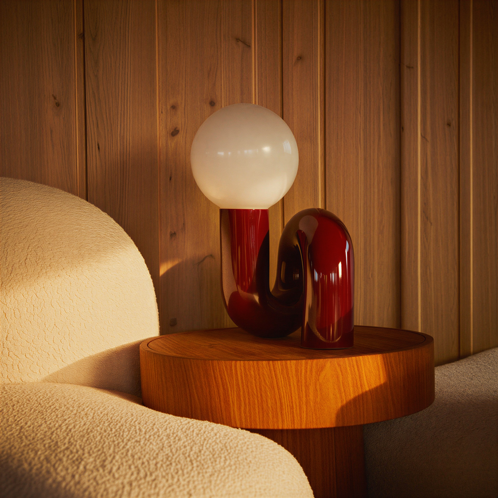 Bordslampa G9 – Bourgogne i resin och frostat glas – 32 cm – Inomhus