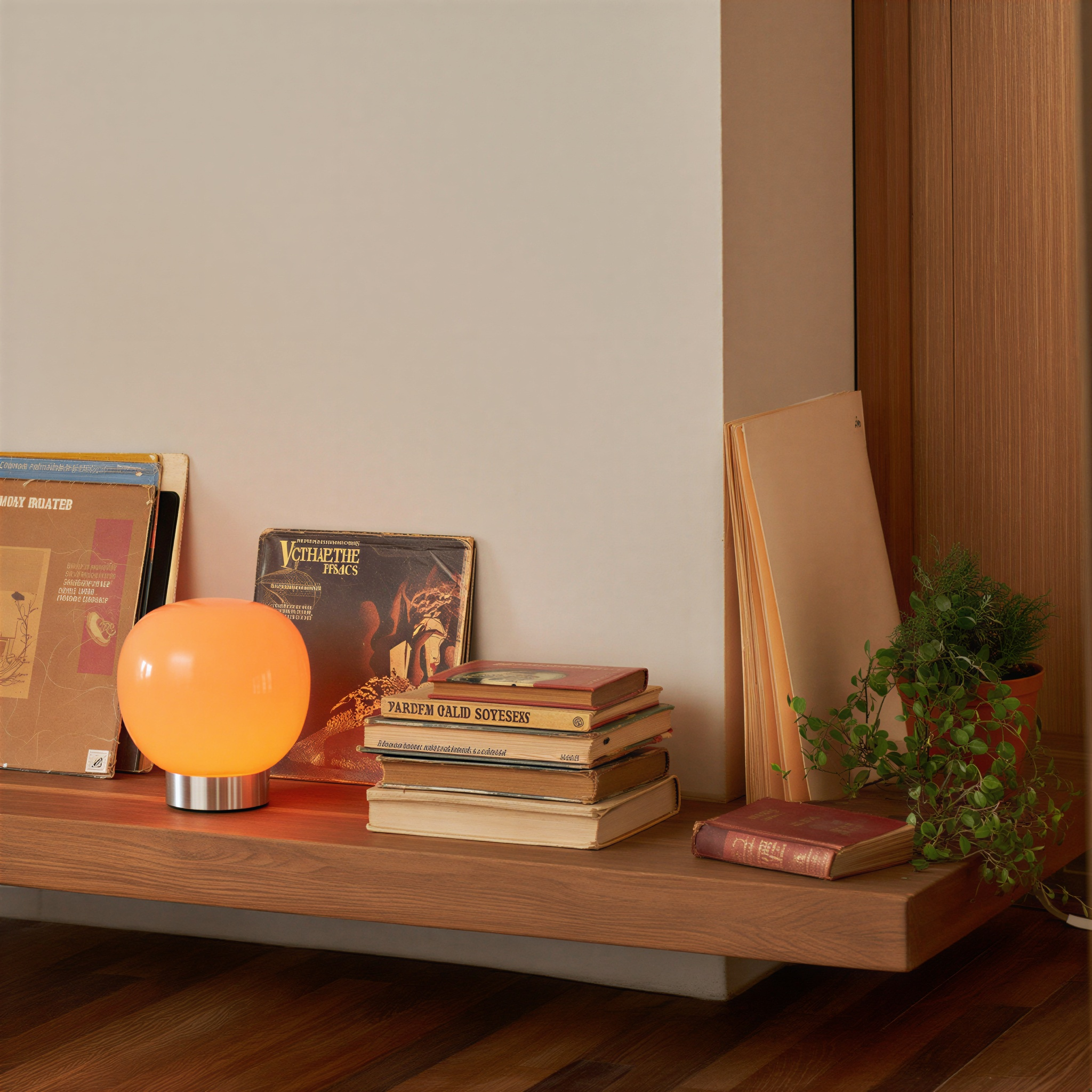 Sänglampa LED dimbar – Orange glaskupa – 5V – Inomhus