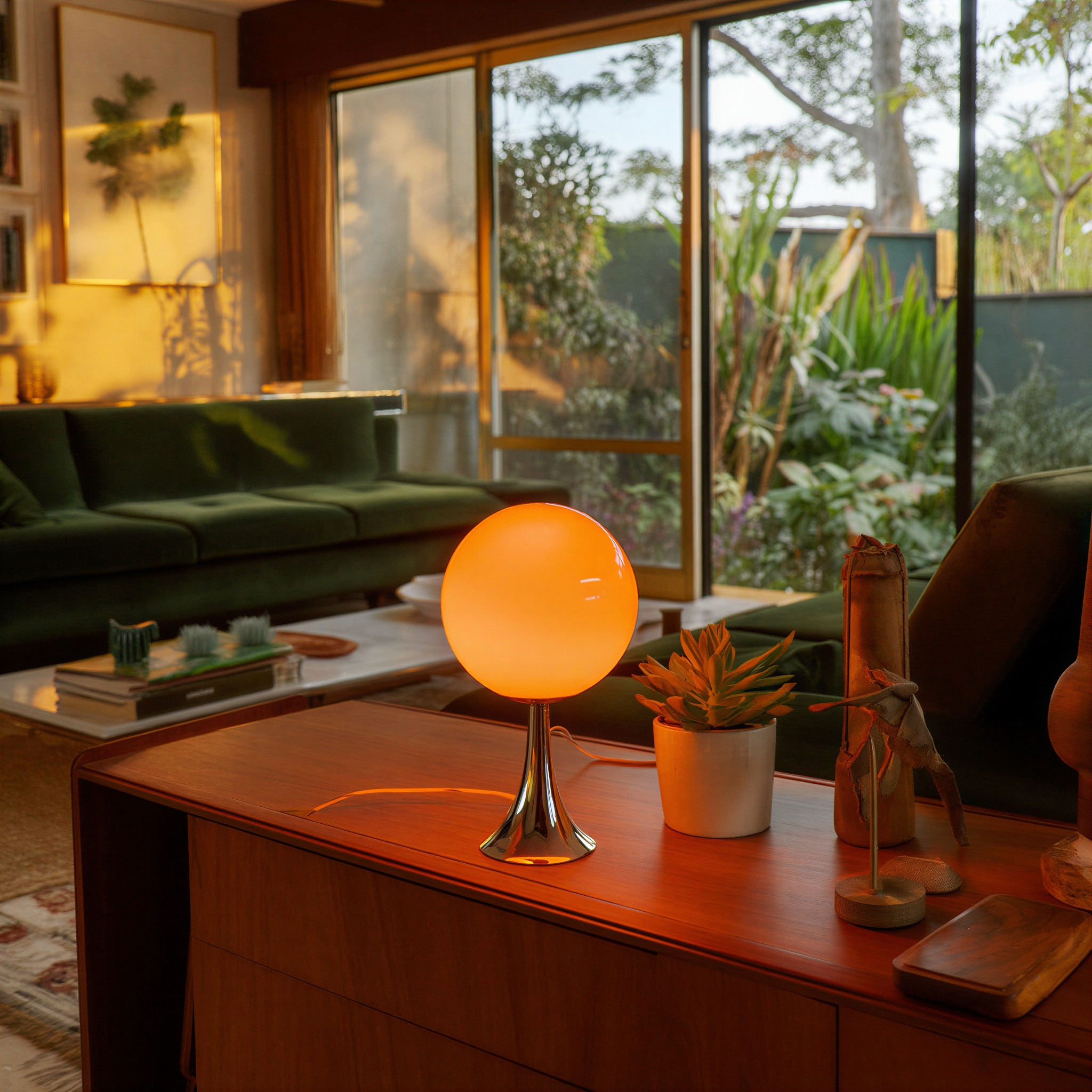 Bordslampa i glas – Dimbar LED globlampa – 3 ljuslägen – 26 cm – Sänglampa inomhus