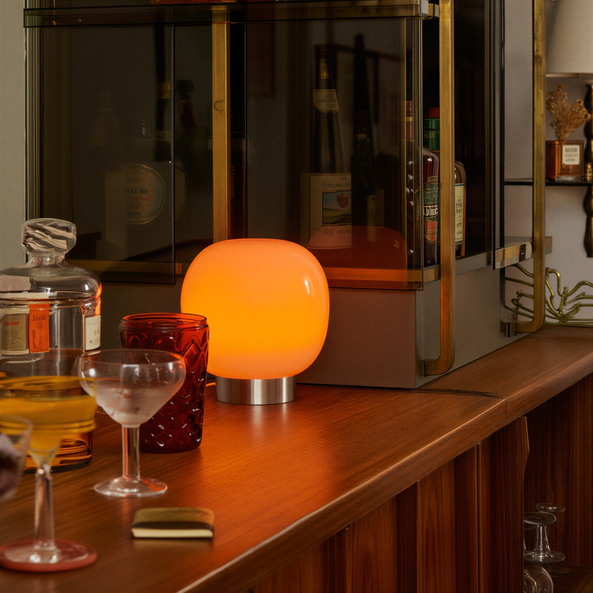 Sänglampa LED dimbar – Orange glaskupa – 5V – Inomhus