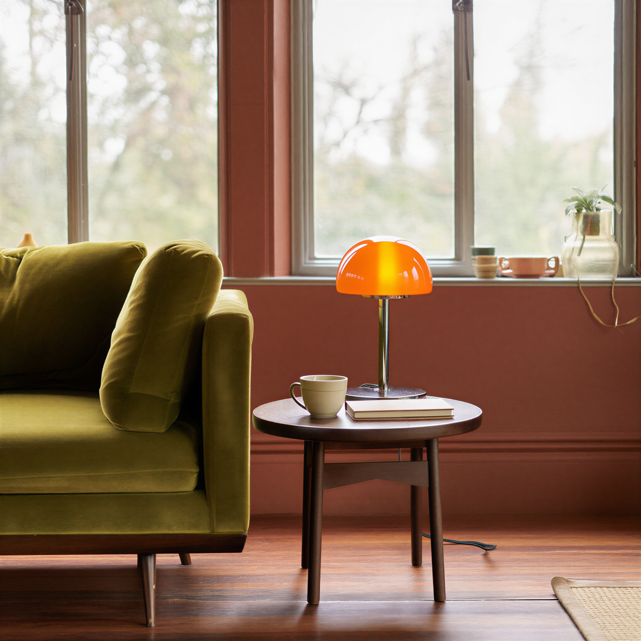 Bordslampa LED dimbar – Orange kupollampa i glas – 3 ljuslägen – 27 cm – Sänglampa