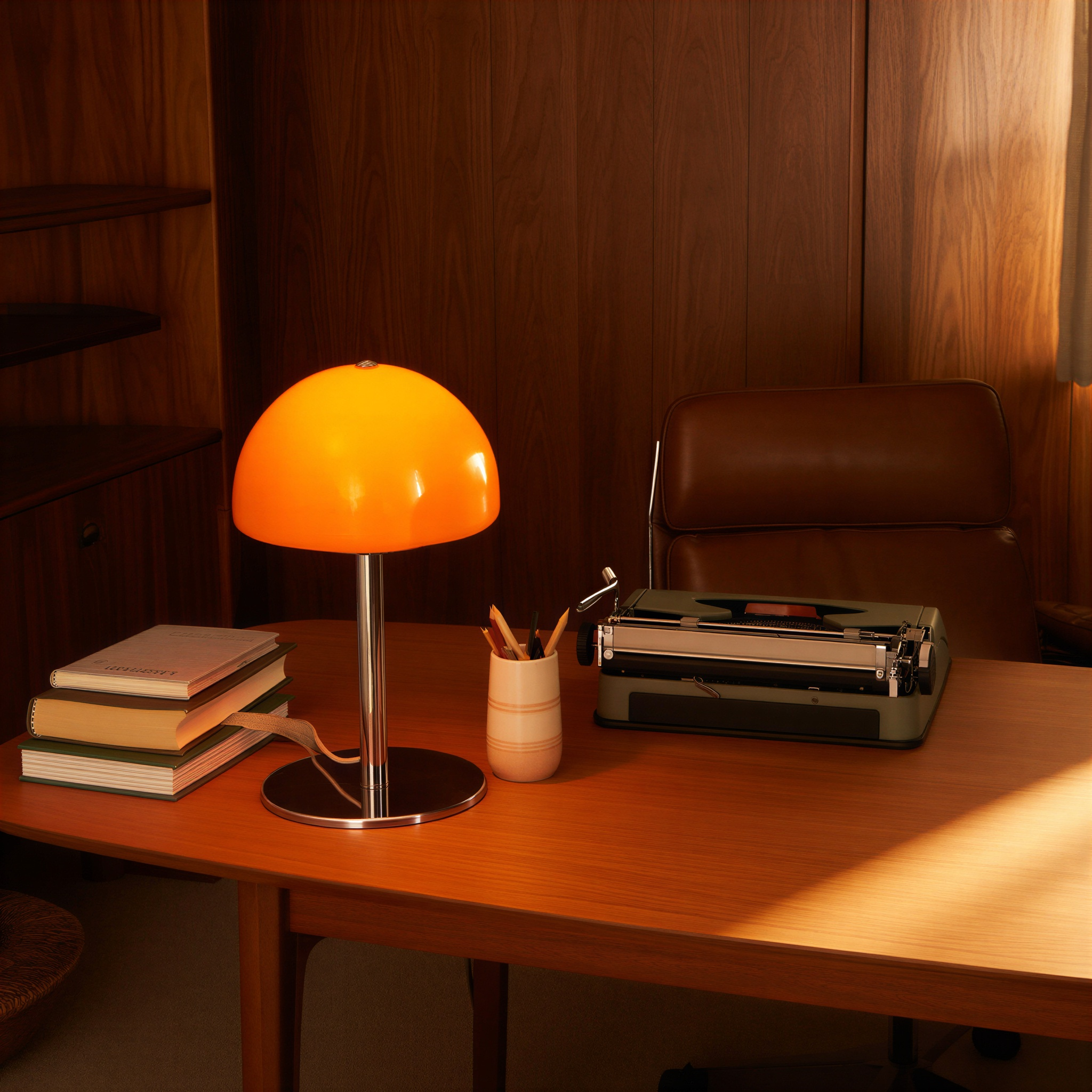 Bordslampa LED dimbar – Orange kupollampa i glas – 3 ljuslägen – 27 cm – Sänglampa