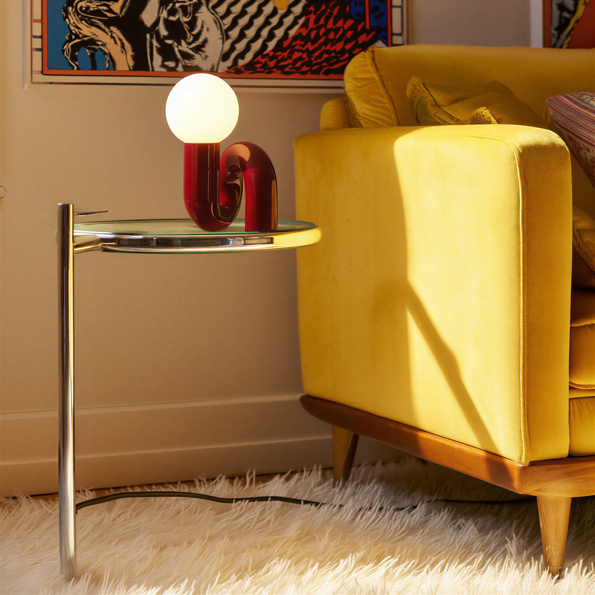 Bordslampa G9 – Bourgogne i resin och frostat glas – 32 cm – Inomhus