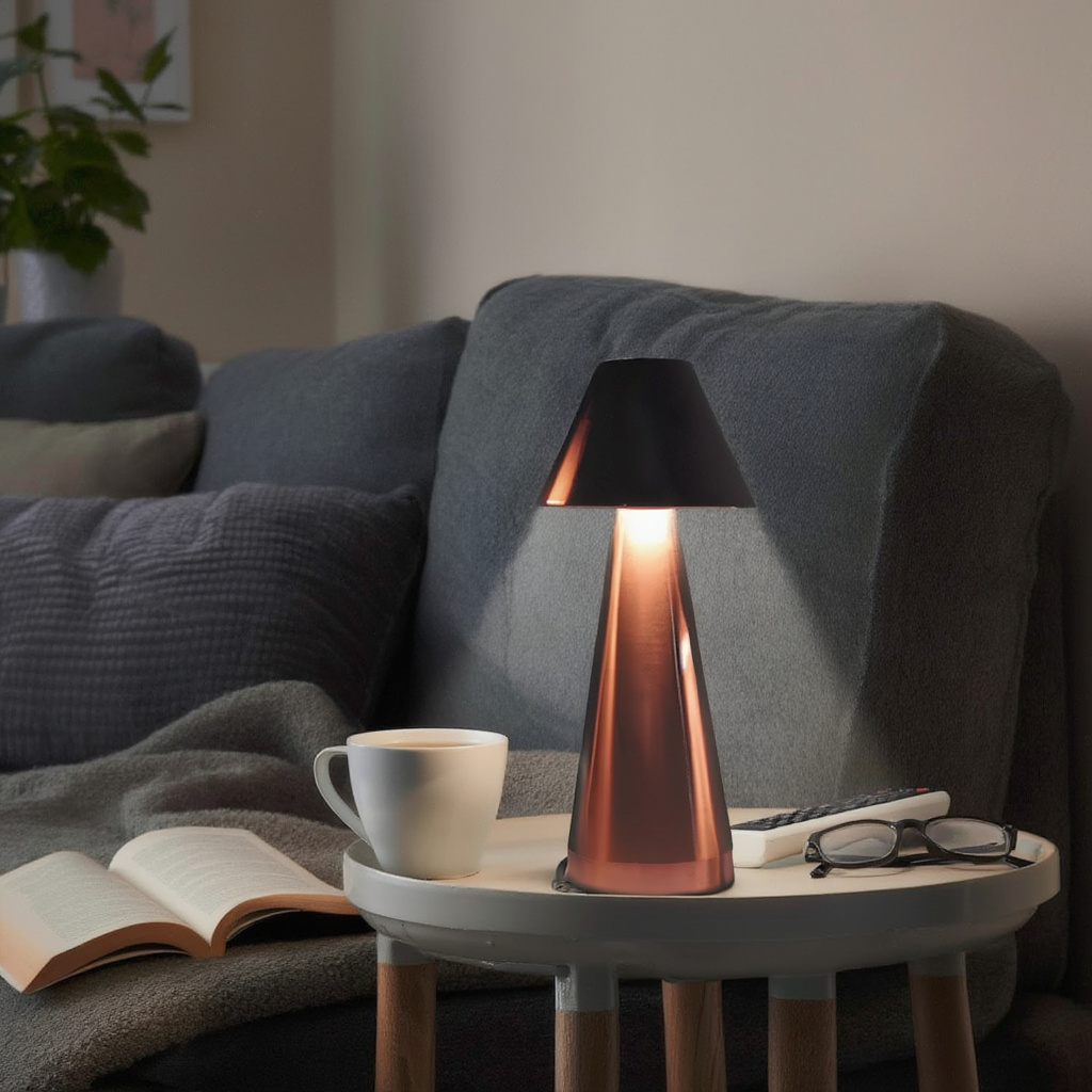 Trådløs LED-bordlampe i metal | Dæmpbar med touch
