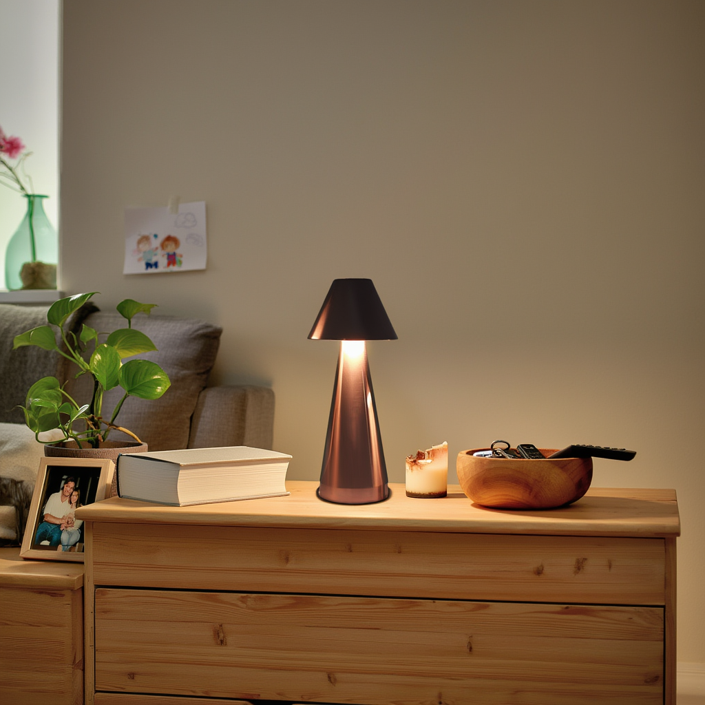 Trådløs LED-bordlampe i metal | Dæmpbar med touch
