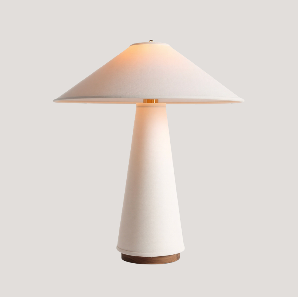 Bordlampe i metal og stof