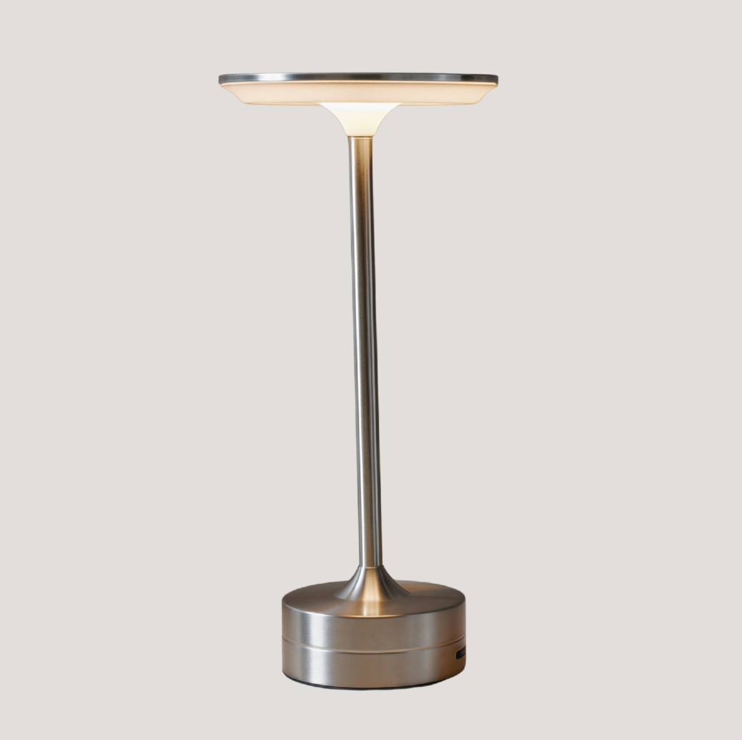Trådløs LED-bordlampe i aluminium og jern | Dæmpbar med touch