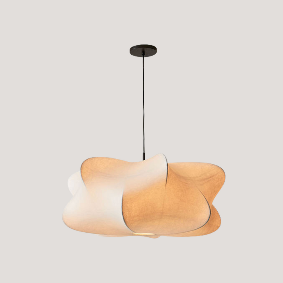 Loftlampe i naturlig silke | Rund E27 loftlampe