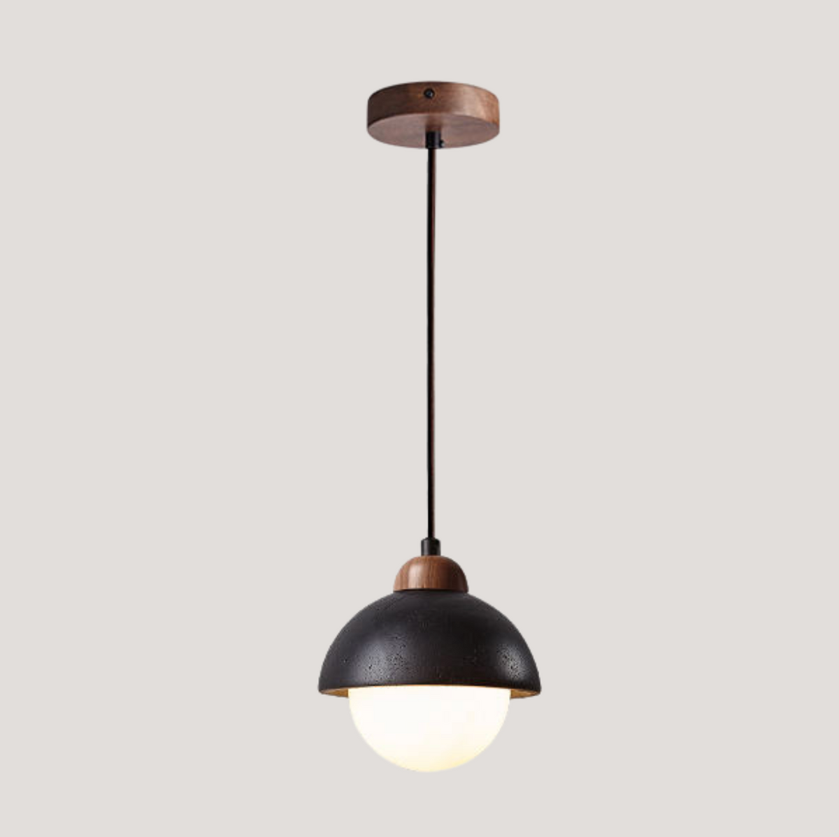 Loftlampe i sten og glas | G9 pendellampe med varmt lys