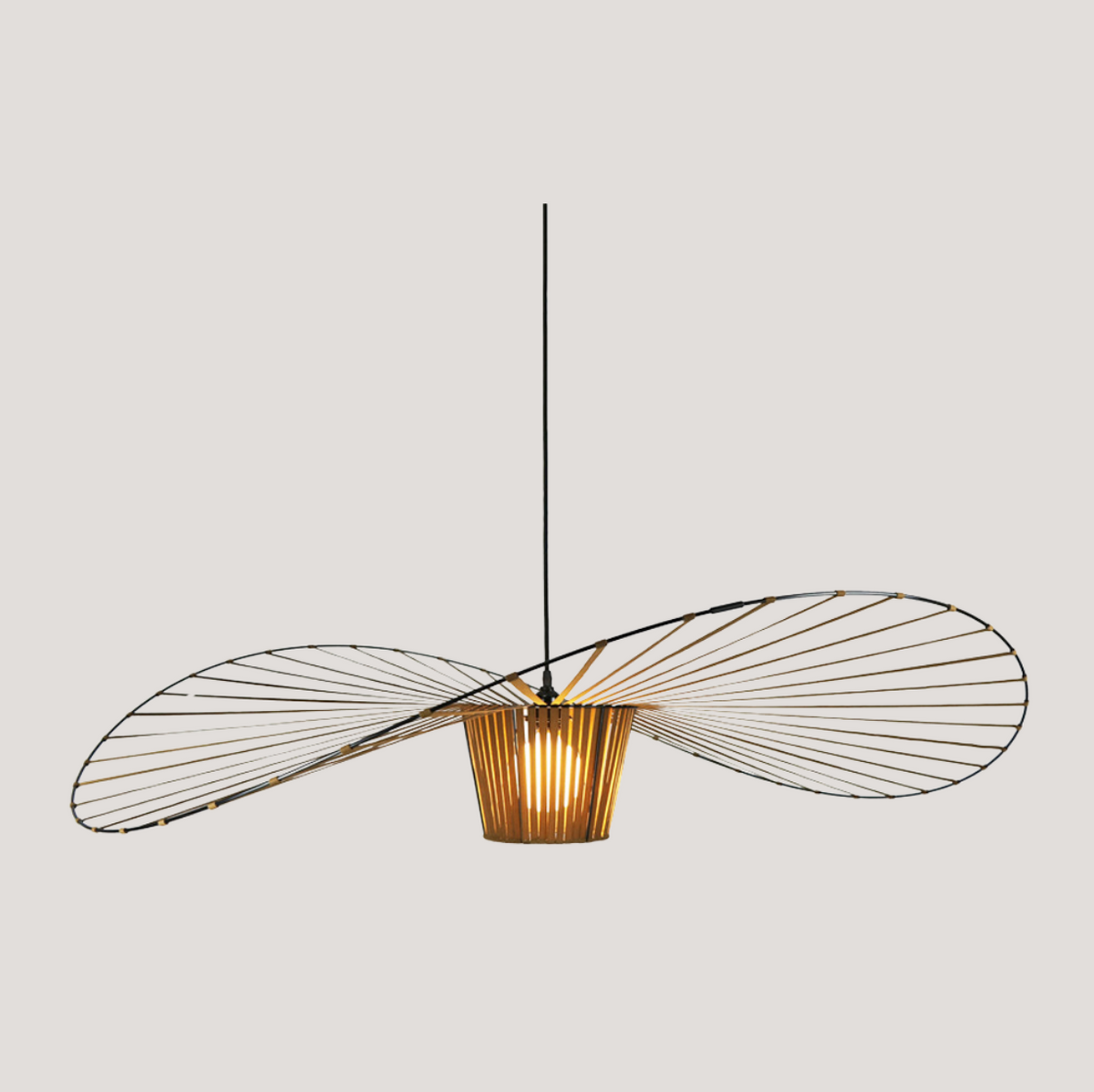 Loftlampe i jern og stof | LED pendellampe med moderne design