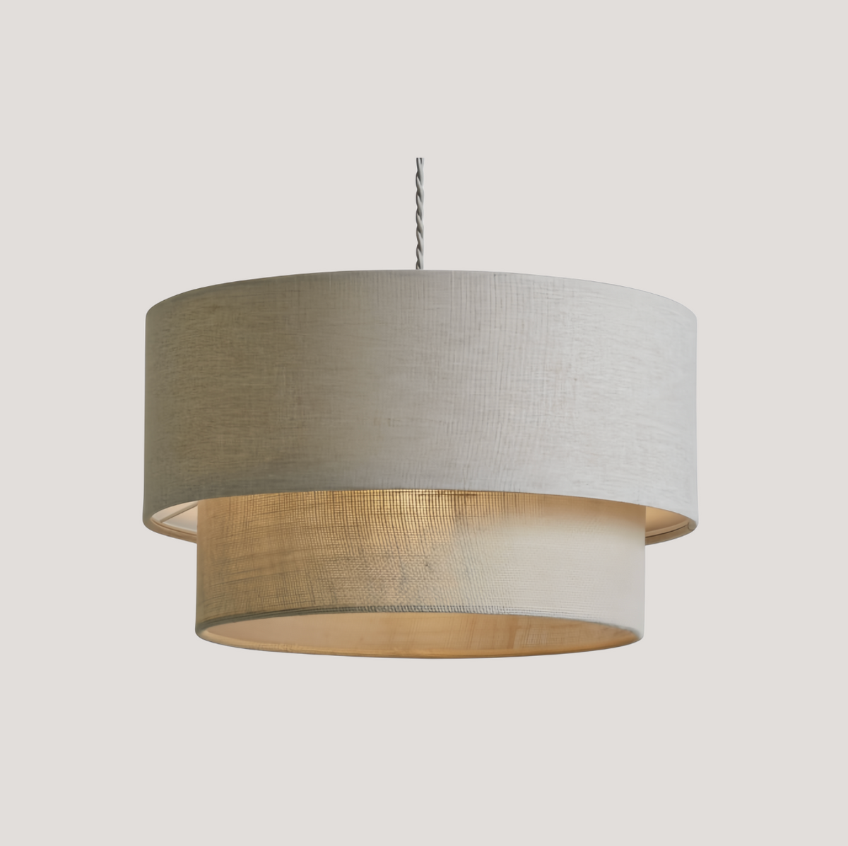 Loftlampe i metal og stof | E27 pendellampe med varmt lys