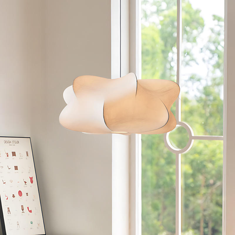 Loftlampe i naturlig silke | Rund E27 loftlampe