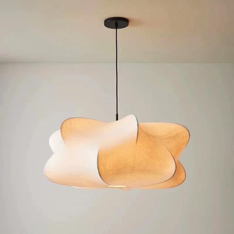 Loftlampe i naturlig silke | Rund E27 loftlampe