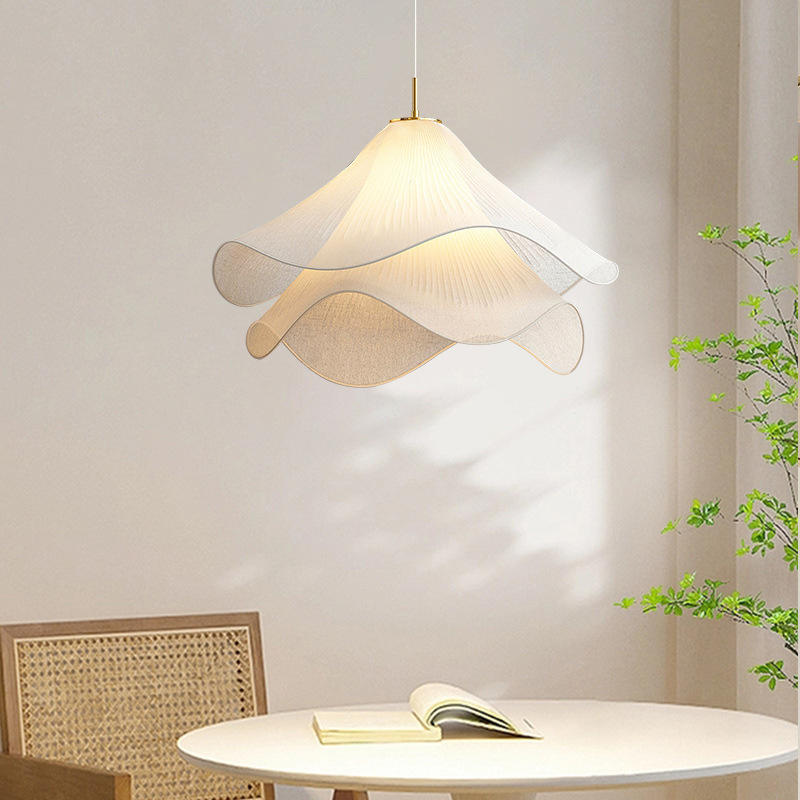 Loftlampe i metal og stof | Cylindrisk E27 pendellampe