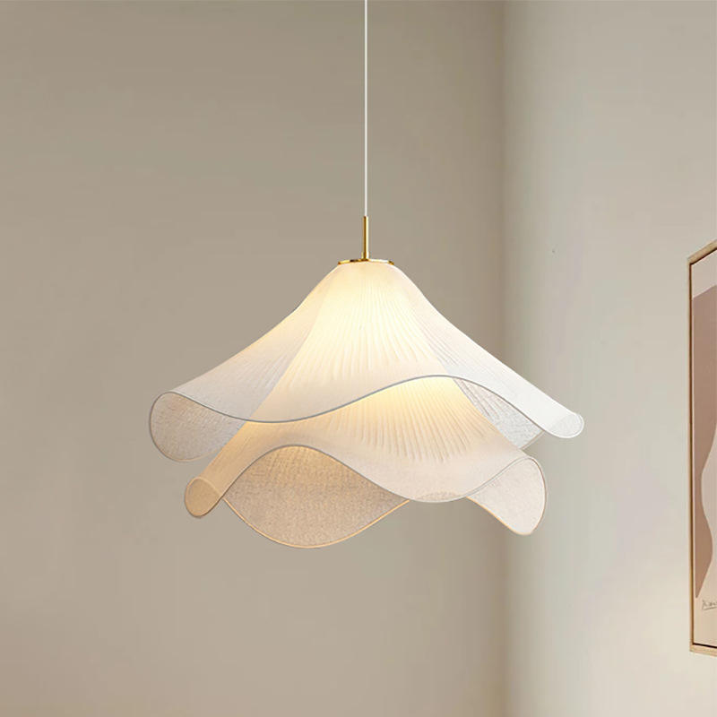 Loftlampe i metal og stof | Cylindrisk E27 pendellampe