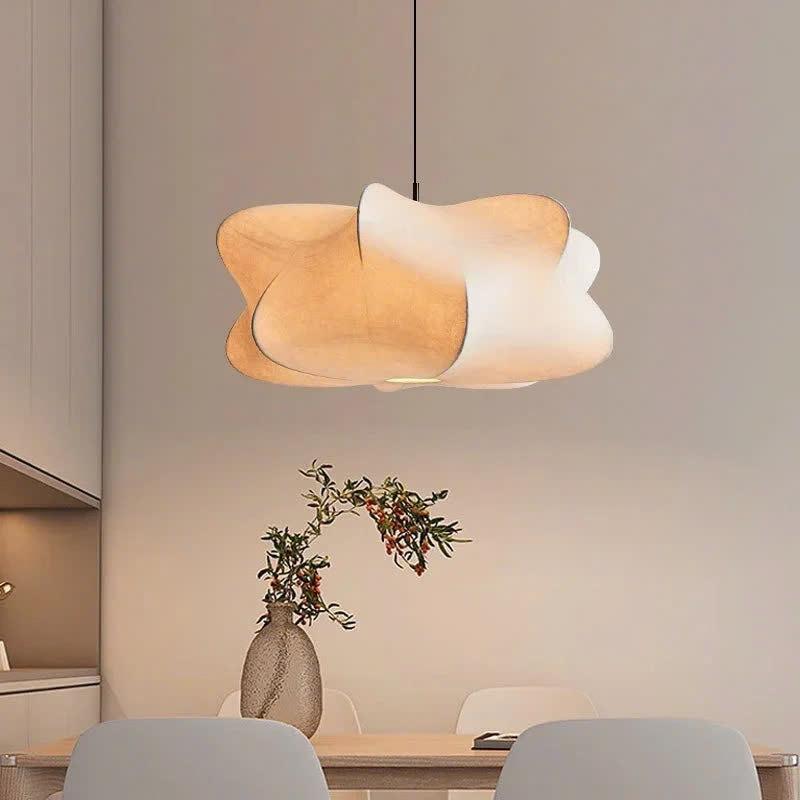 Loftlampe i naturlig silke | Rund E27 loftlampe
