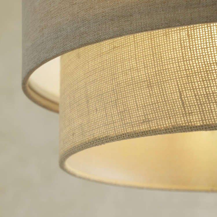 Loftlampe i metal og stof | E27 pendellampe med varmt lys