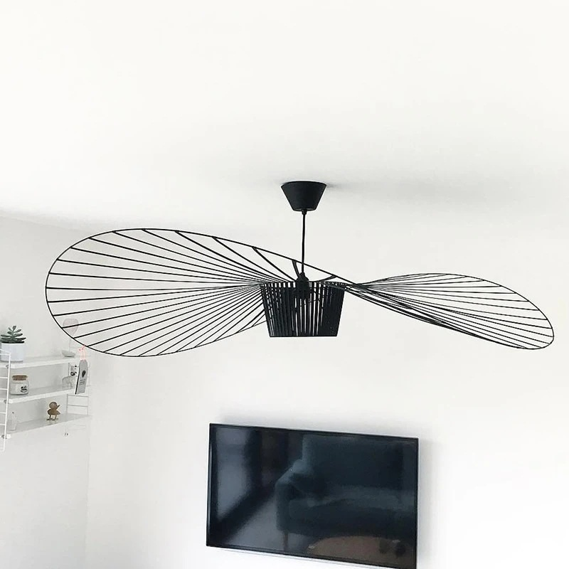 Loftlampe i jern og stof | LED pendellampe med moderne design