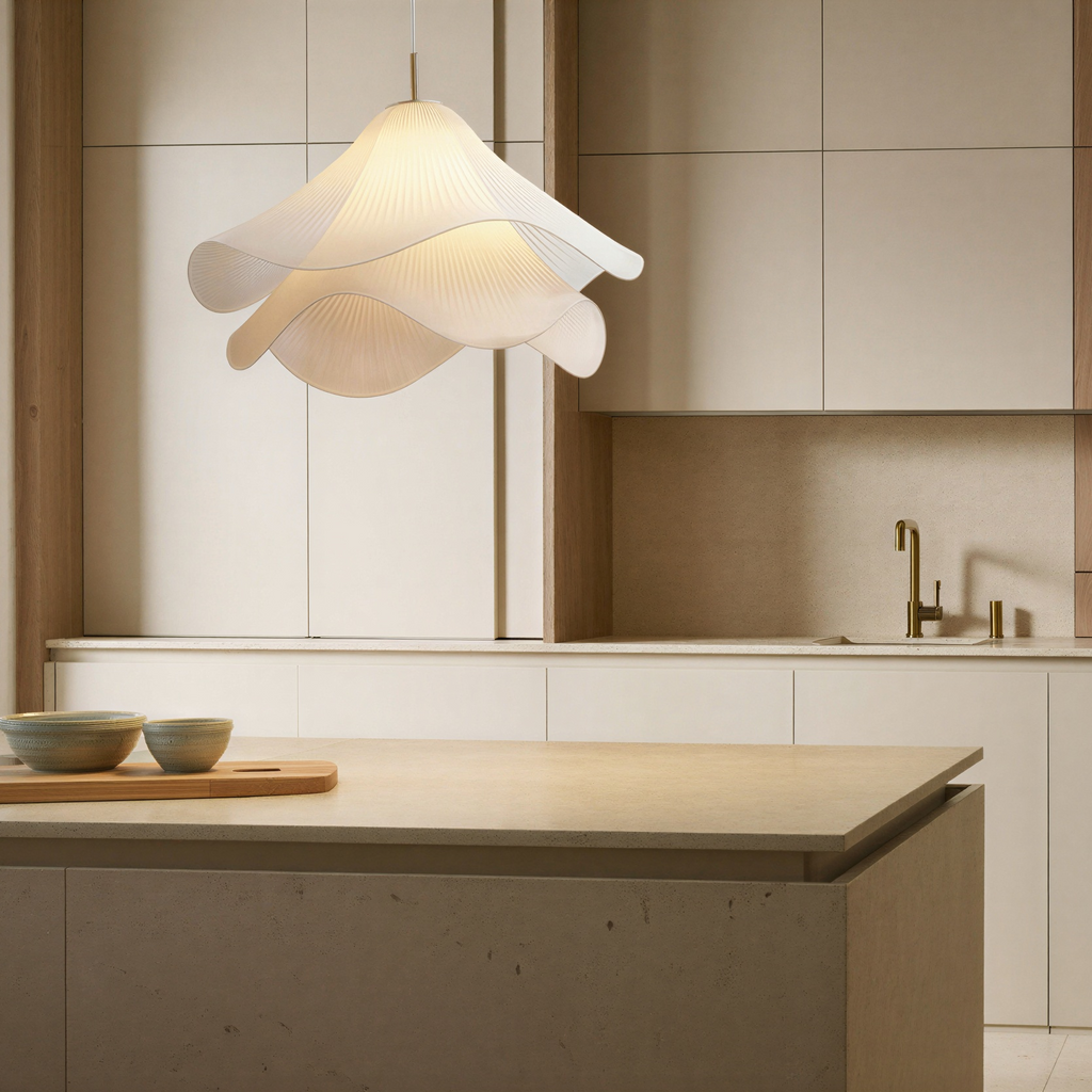 Loftlampe i metal og stof | Cylindrisk E27 pendellampe