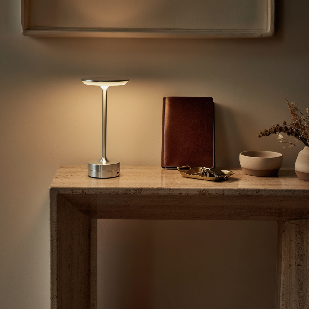 Trådløs LED-bordlampe i aluminium og jern | Dæmpbar med touch