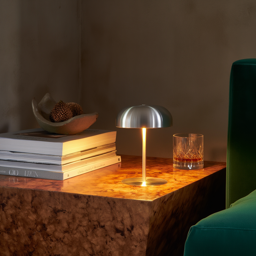 Bordslampa | Trådlös LED-lampa i metall, dimbar, touchkontroll, USB-C laddning