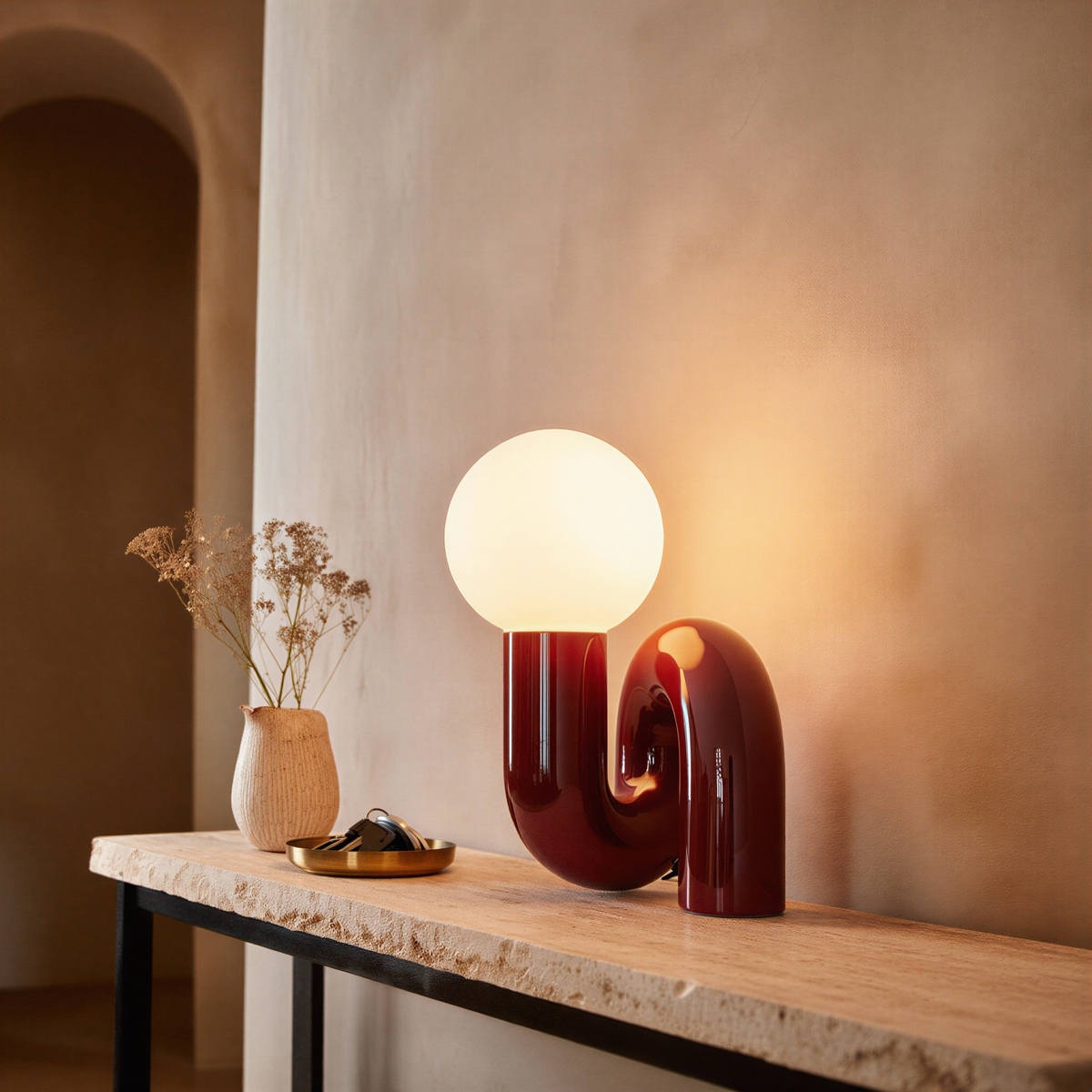 Bordlampe i resin og frostet glas