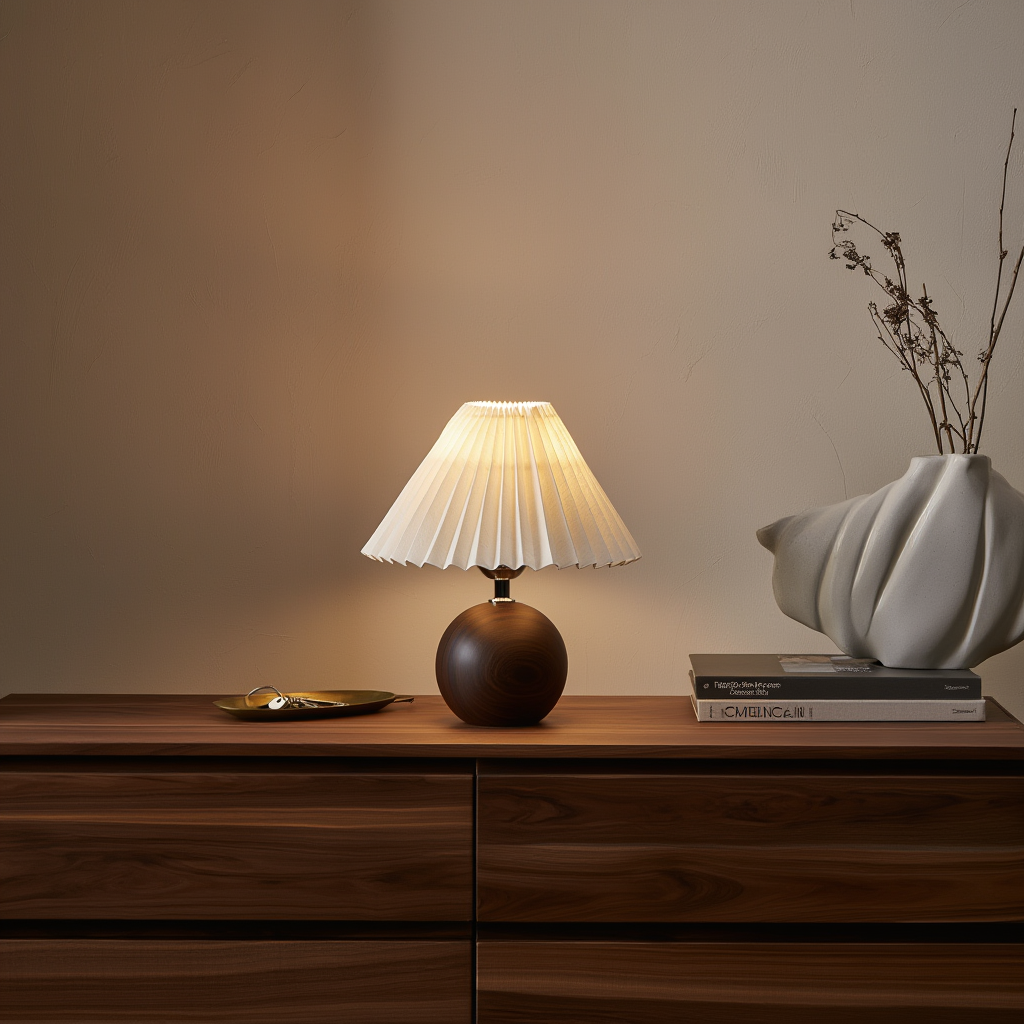 Bordlampe i keramik og stof | Dæmpbar E26 med varmt lys