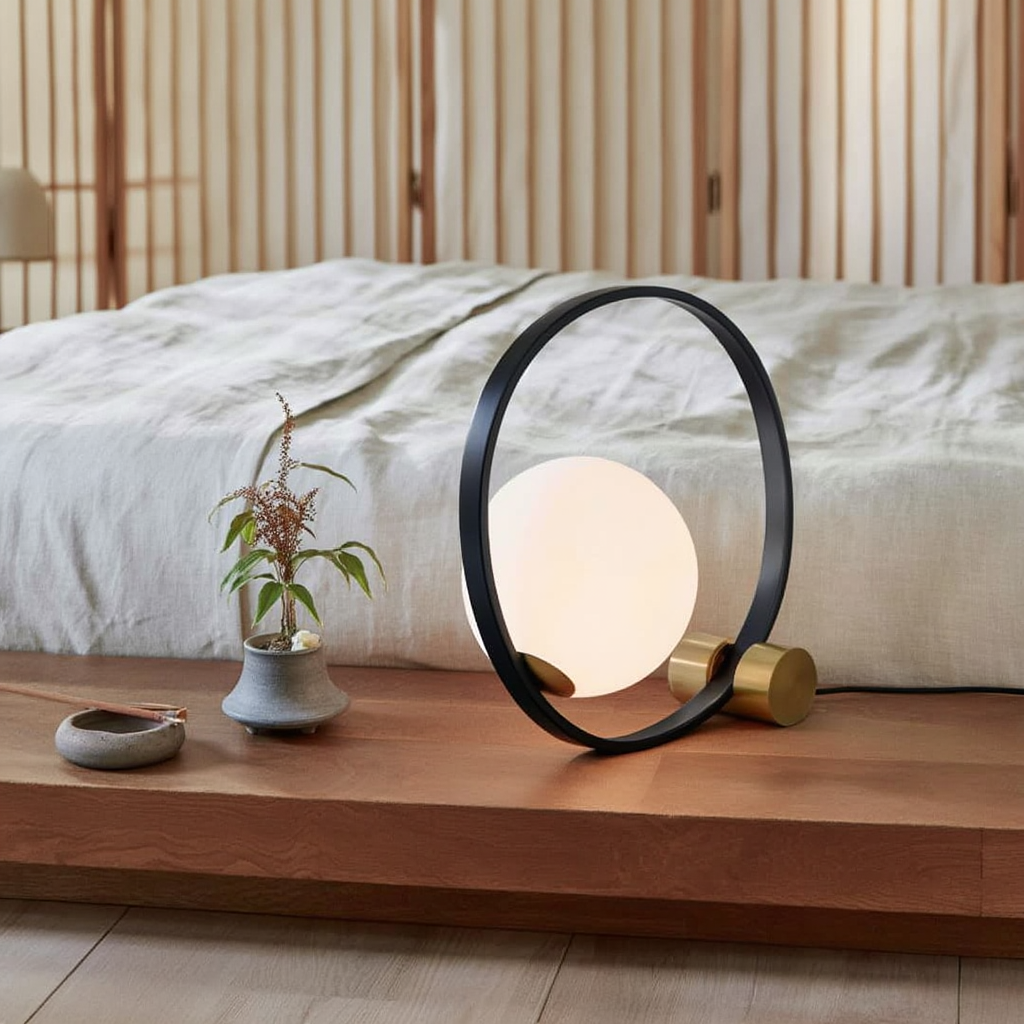 Bordslampa | Metall med rund glaskupa