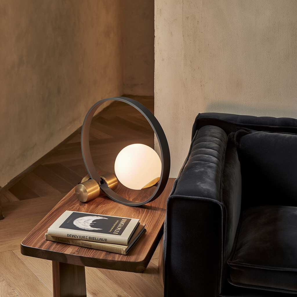 Bordslampa | Metall med rund glaskupa