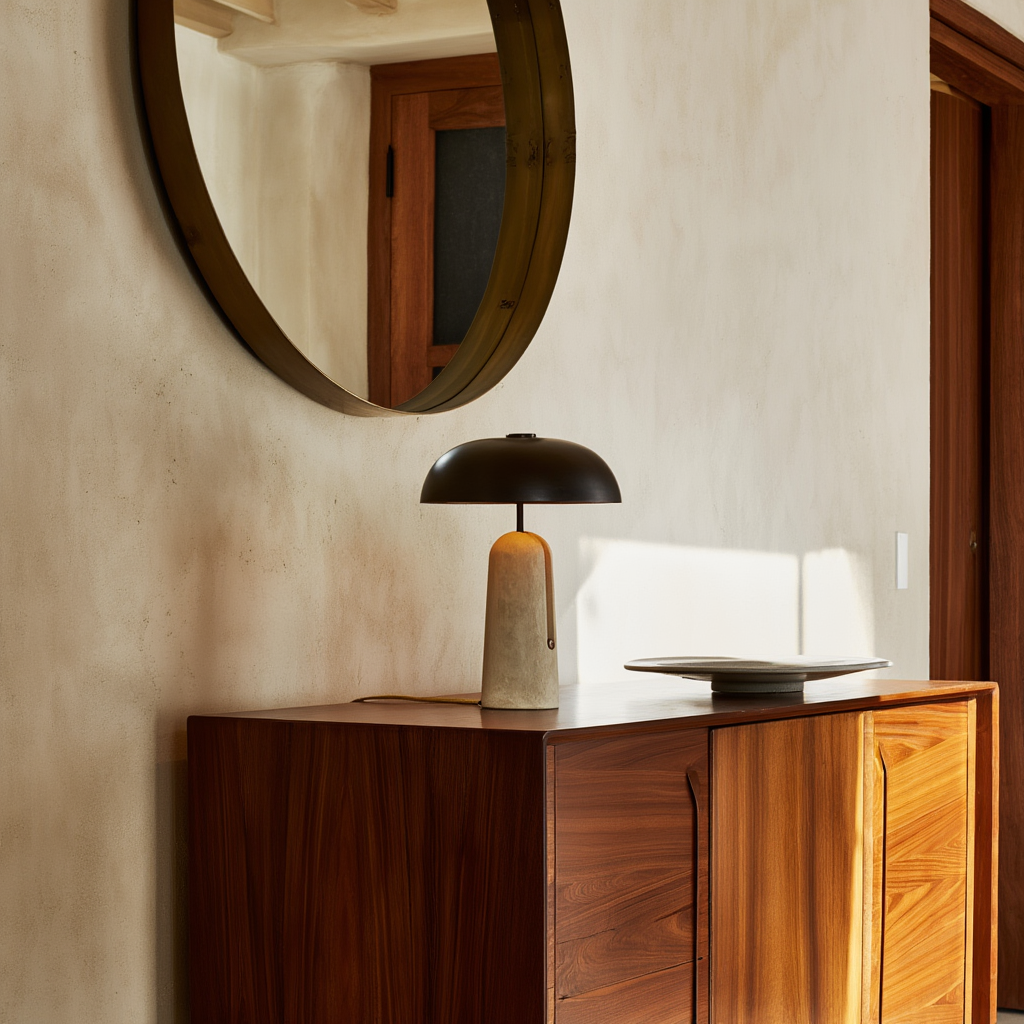 Sort bordlampe i metal | Industrielt design