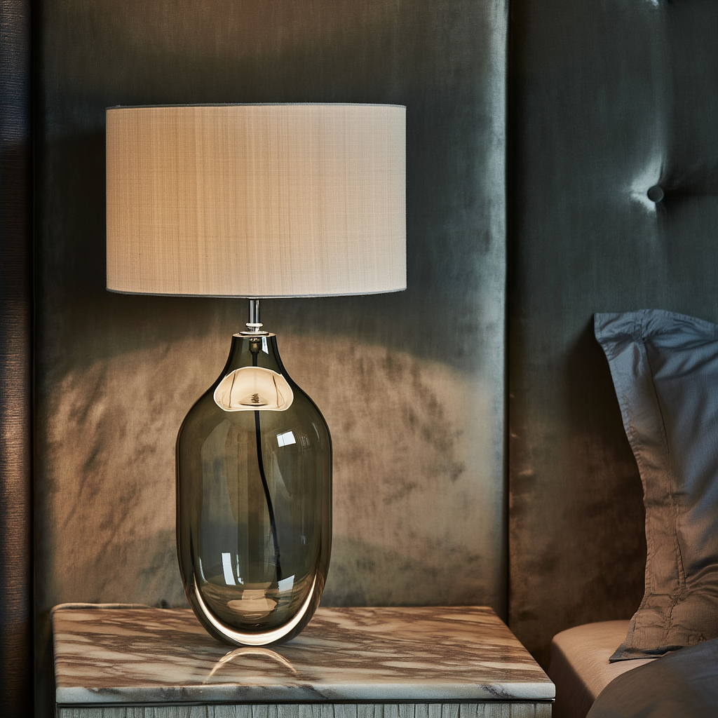 Bordlampe i marmor og metal