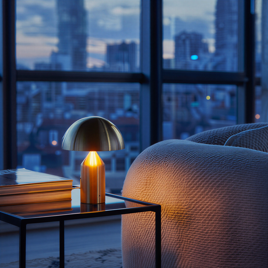 Bordlampe i metal med moderne design