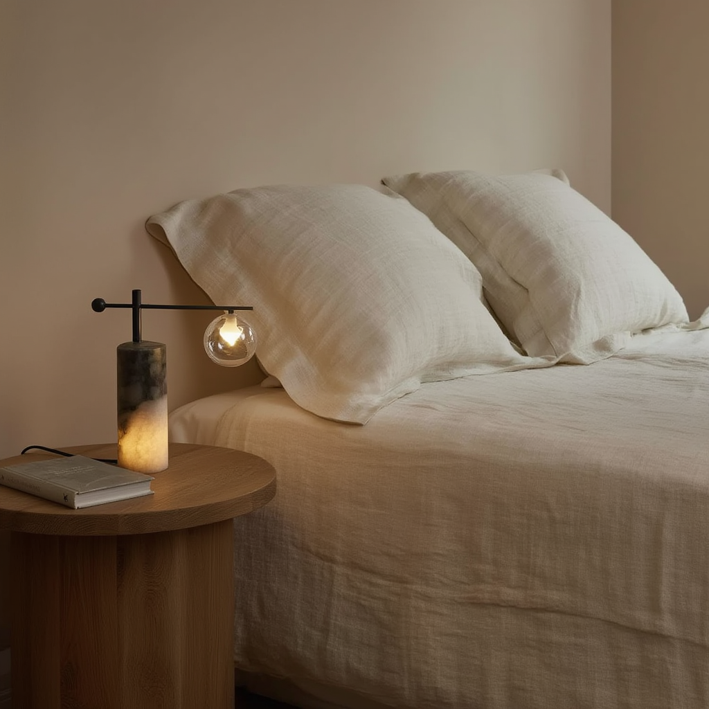 Bordslampa | Metall och sten