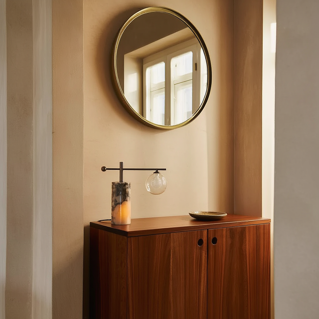 Bordslampa | Metall och sten