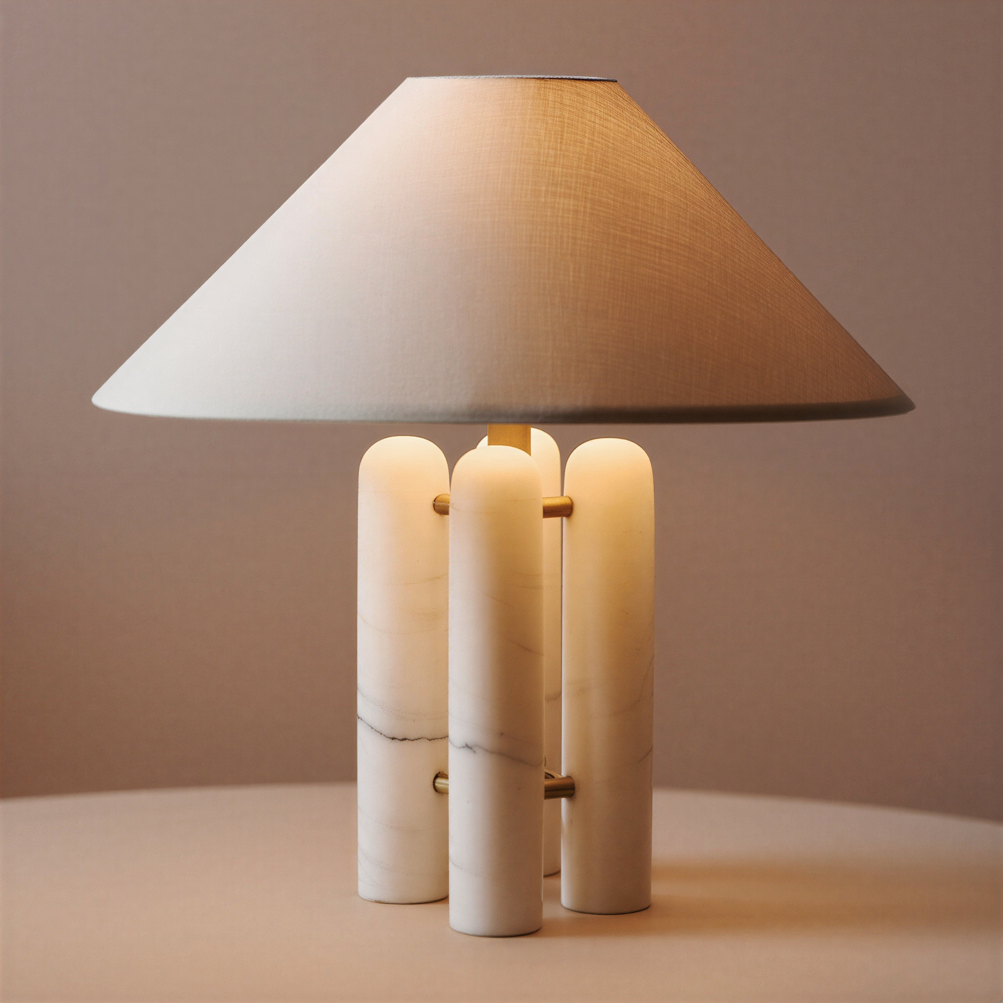 Bordslampa | Marmor, metall och tyg