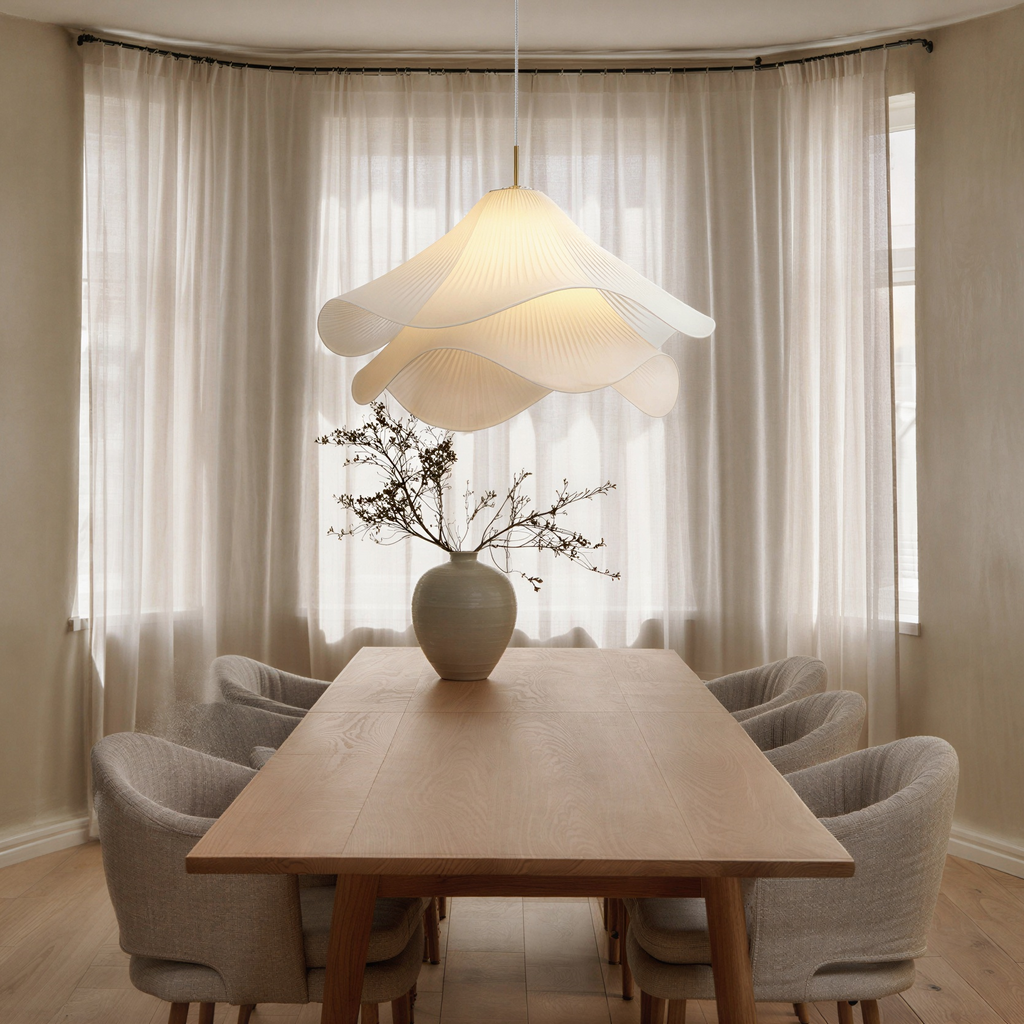 Loftlampe i metal og stof | Cylindrisk E27 pendellampe