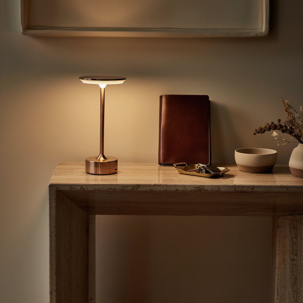 Trådløs LED-bordlampe i aluminium og jern | Dæmpbar med touch