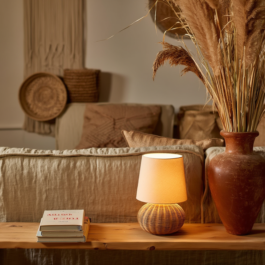 Bordslampa | Bambu och tyg