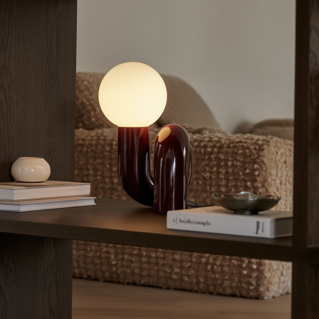 Bordlampe i resin og frostet glas