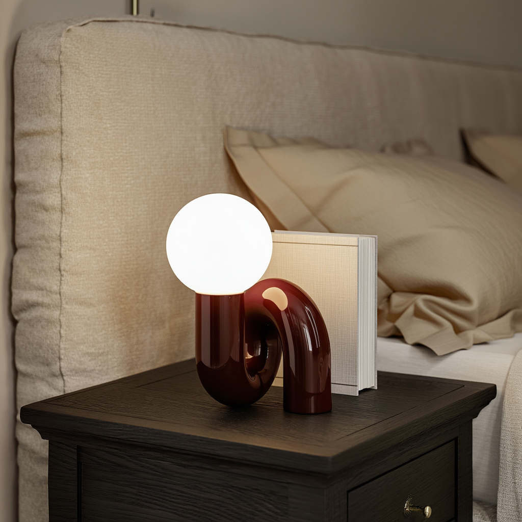 Bordlampe i resin og frostet glas