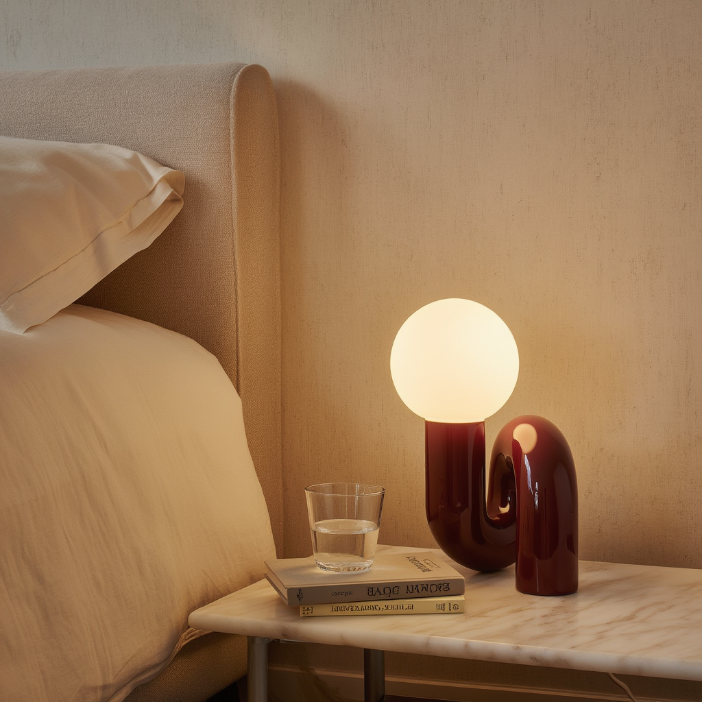 Bordlampe i resin og frostet glas