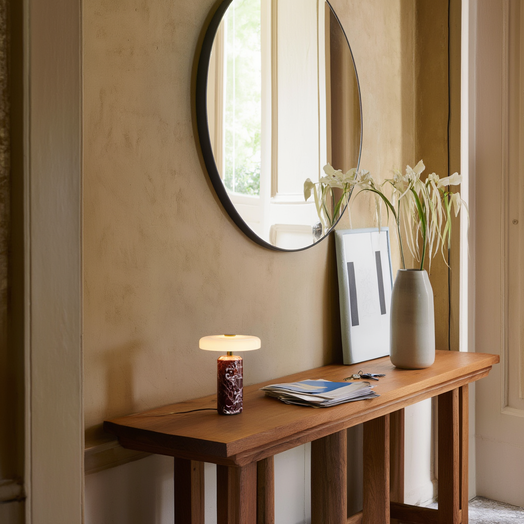 Bordslampa | Metall med glas i kompakt format