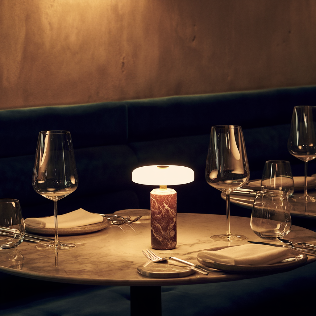 Bordslampa | Metall med glas i kompakt format