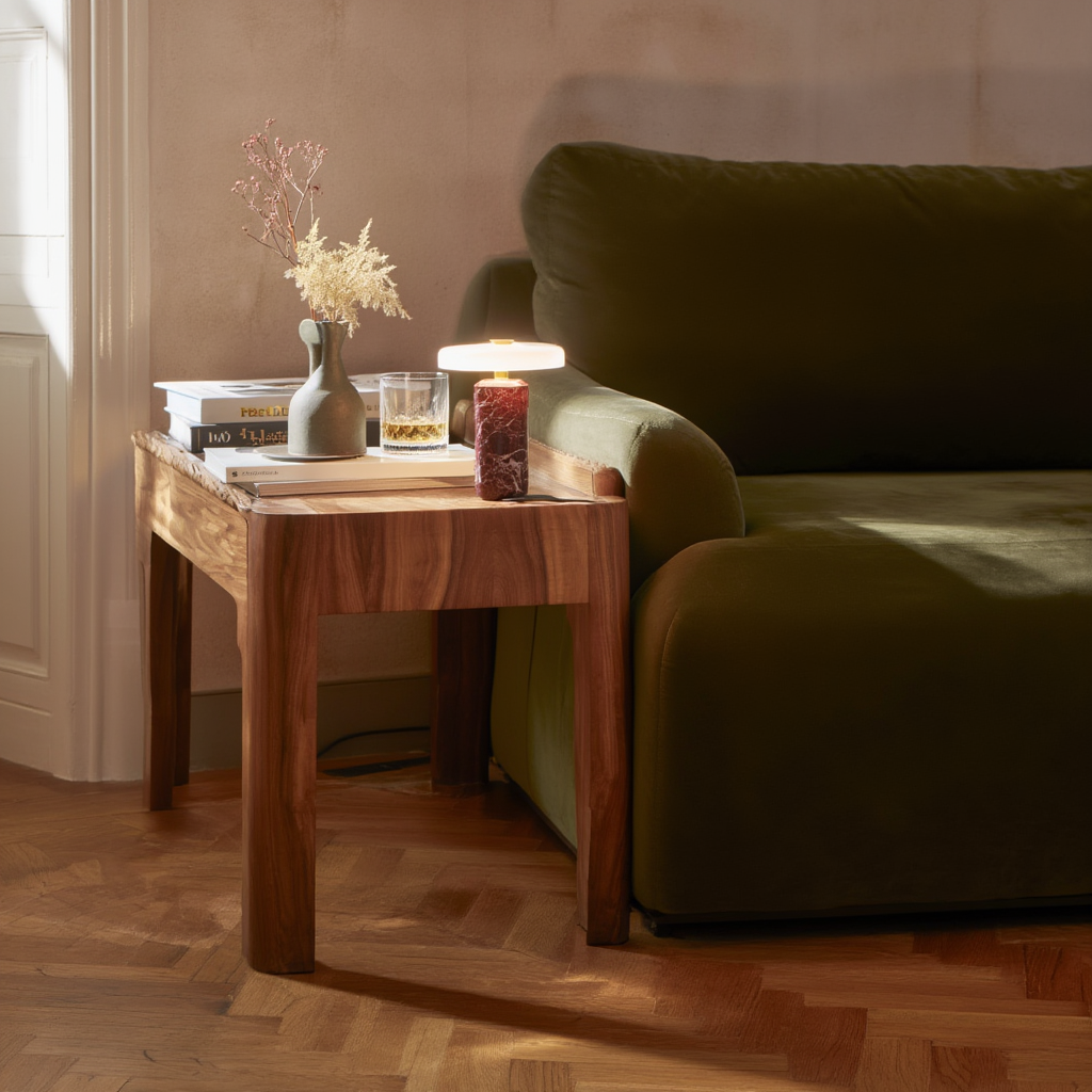 Bordslampa | Metall med glas i kompakt format