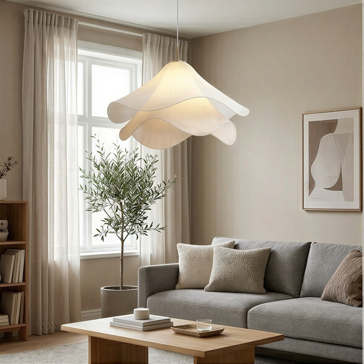 Loftlampe i metal og stof | Cylindrisk E27 pendellampe