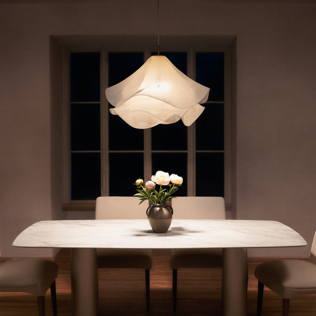 Loftlampe i metal og stof | Cylindrisk E27 pendellampe