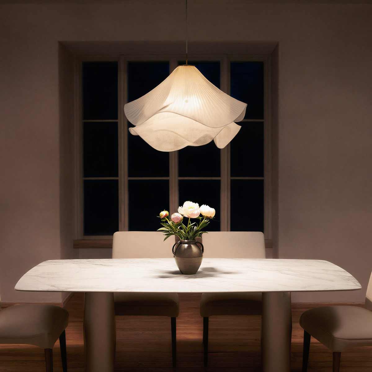 Loftlampe i metal og stof | Cylindrisk E27 pendellampe