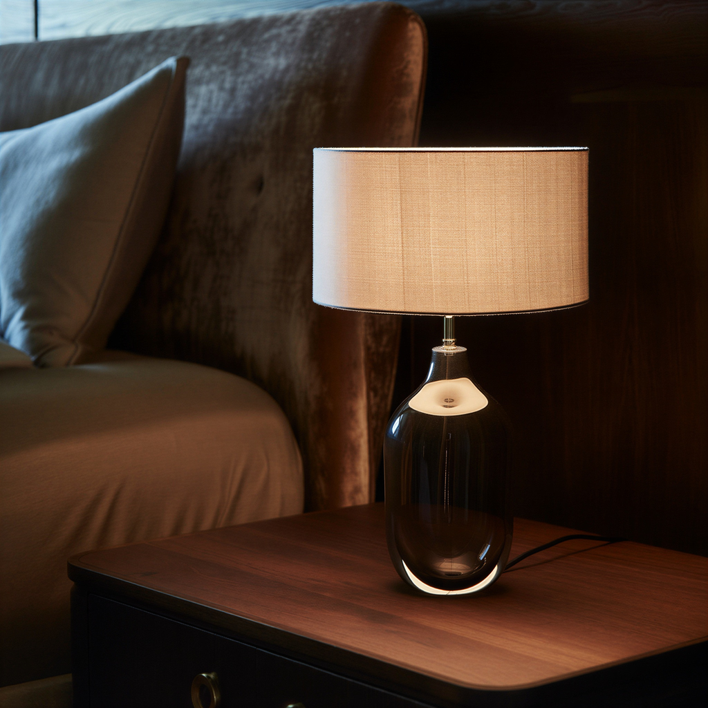 Bordlampe i marmor og metal